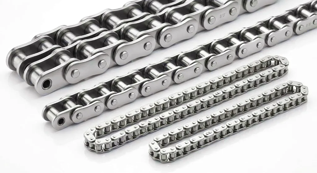 Industrial roller chain in heavy manufacturing environment