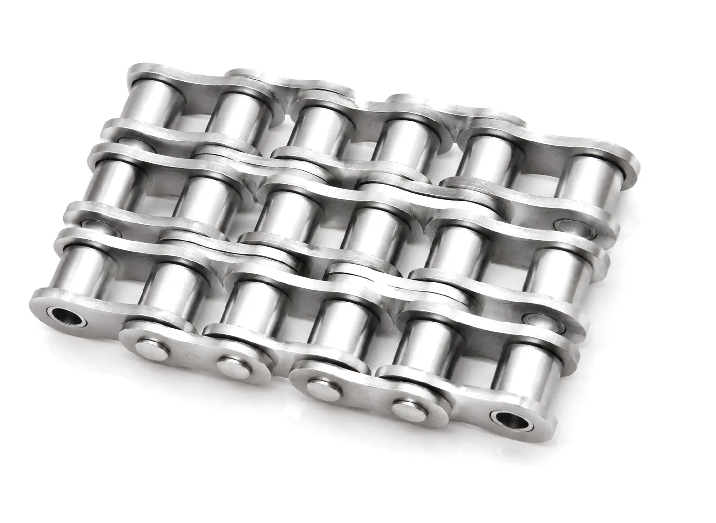 High-performance roller chain close-up